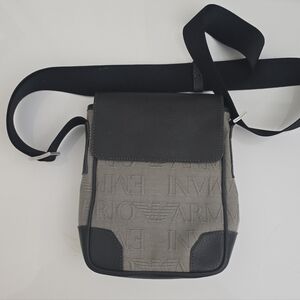 Giorgio Armani Men's Messenger Bag in Black and Gray